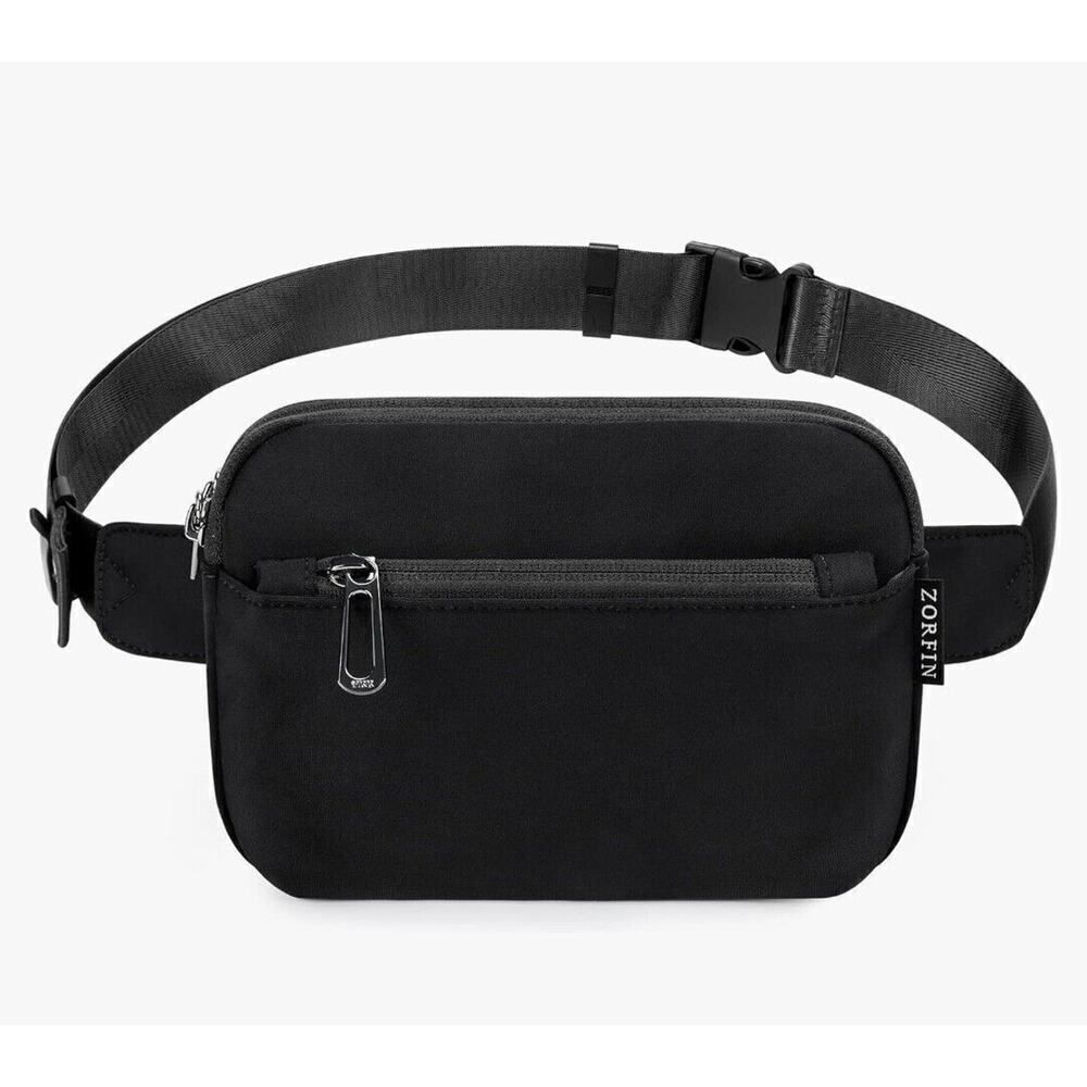 ZORFIN Fanny Packs for Women Men, Belt Bag with 5 Zipper Pockets, Fashion Waist